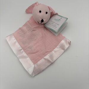 aden + anais Pink Muslin Lovey Security Blanket Puppy/Bunny Satin Trim NWT